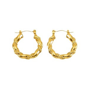 Boucles d'oreilles clous torsadées en acier inoxydable plaqué or 18 carats pour femmes, style européen et américain - Product Image 5