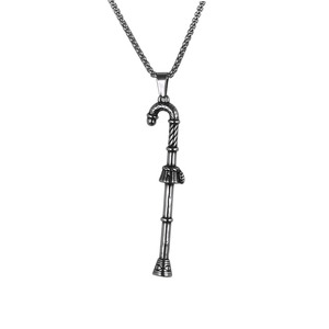 Zhan Lang Ji – collier avec pendentif en forme de canne de Noël, en argent tibétain, bijoux cadeau pour hommes, SP1055 - Product Image 5