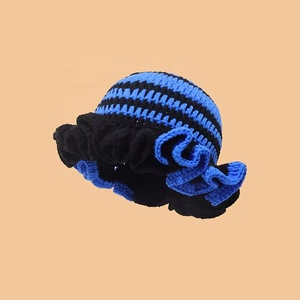 SOLPOP Chapeau Bob en Crochet Fait Main Rayé Arc-en-ciel Coloré en Raphia pour Femme, Bonnet Bohème Tricoté Style <span class=keywords><strong>Pêcheur</strong></span> avec Volants Souples - Product Image 3