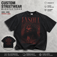 Hersteller Maßgeschneidertes Vintage Acid-Washed Übergroßes Baumwoll-T-Shirt für Herren Übergroßer Vorderseitiger Strass-Grafikdruck Streetwear T-Shirt