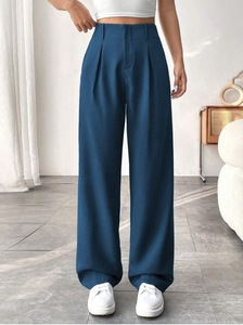 Pantalon décontracté rétro en polyester froissé pour femme - Product Image 4
