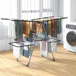New Arrival Modern Stainless Steel Foldable Three-Layer Glossy Finish Floor Standing Bathroom Coat Baby <b>Racks</b> Drying <b>Rack</b> - Product Image 2