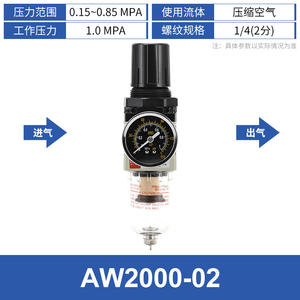 Vanne pneumatique à décharge automatique à un étage de type SMC AW2000-02, processeur d'air, élément filtrant en cuivre, vanne de régulation de pression - Product Image 6