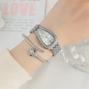 Jam tangan wanita bentuk ular dengan gelang 2 buah/Set jam tangan kuarsa ultrarmewah hadiah jam tangan wanita Relojes femeninos