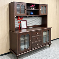 Buffet de salon moderne haut de gamme en bois massif avec portes vitrées et tiroirs