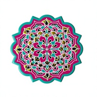 Sous-verre en céramique Mandala en gros d'usine, sous-verre absorbant en céramique imprimé sur mesure en forme de fleur pour boissons, décoration de table à la maison