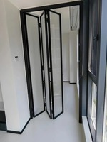 Puerta Plegable Moderna de Aluminio para Patio de Villa de Lujo, Puertas Plegables de Vidrio con Marco Delgado que Ahorran Espacio para Casa Moderna