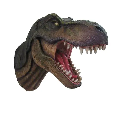 Direct Factory Custom Handgemaakte Home Decor Ambachten Hars Dinosaurus Dier Heads Muur Decor