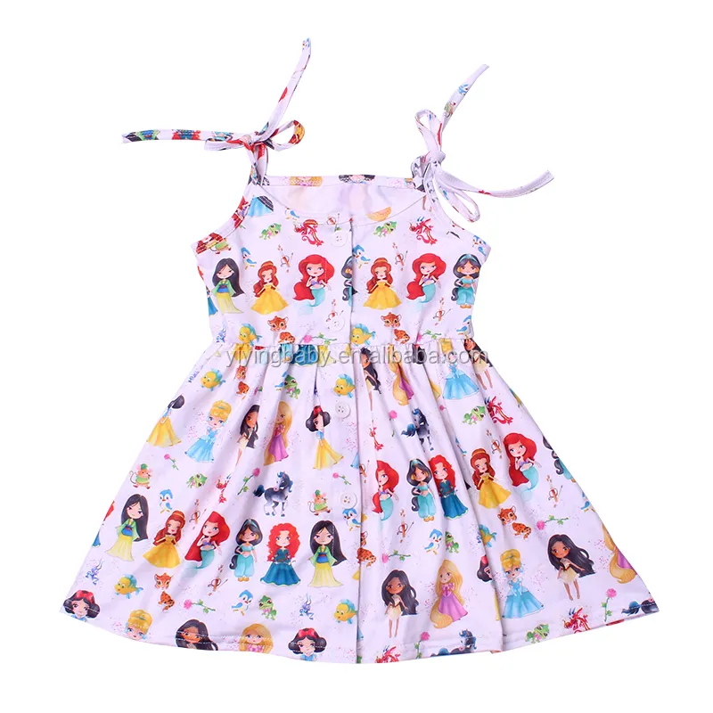 Hot Sale Flower Dress For Girl Mini Wholesale Plain Quantity Summer Chiffon Princess Strap