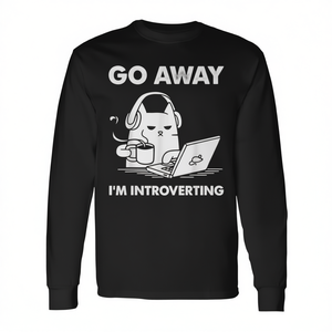 Camiseta de manga larga con diseño gráfico de gato, unisex, para introvertidos, Go Away I'm Introverting - Product Image 2