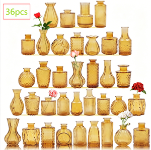 Juego de 24 Jarrones de Vidrio Azul con Diferentes Formas Texturizadas para Centros de Mesa de Boda, Decoración del Hogar y Oficina, Venta al por Mayor de Jarrones para Flores - Product Image 6