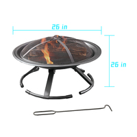 Vente en gros de foyer extérieur rond en métal noir de 26 pouces pour le jardin, le camping et les barbecues au bois