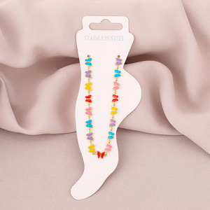 Chaîne de <span class=keywords><strong>cheville</strong></span> en acier inoxydable polyvalente pour couple, sensation haut de gamme pour filles, chaîne de <span class=keywords><strong>cheville</strong></span> papillon goutte d'huile - Product Image 1