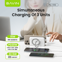 BAVIN Excellent Li-Polymer PC1116 Banque d'alimentation sans fil 10000mah avec support