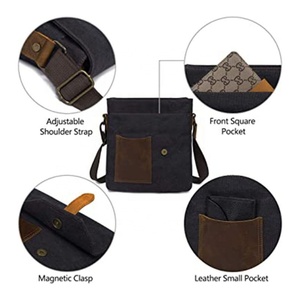 Leather Men Messenger Shoulder Cross Body Bag Canvas Cross Body Bag for Girls - Product Image 4