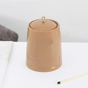 Pot à bougie en céramique conique moderne avec couvercle, récipient à bougie vide minimaliste avec poignée en corde pour la décoration de la maison - Product Image 4