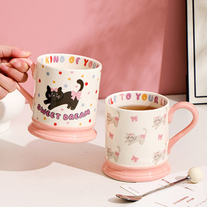 Novelty Pink <b>Ceramic</b> <b>Cup</b> Cute Cat Coffee Mug for Girls - Product Image 2