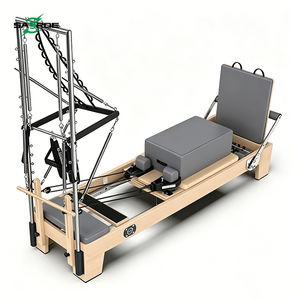SAERDE Half Tower Deluxe Commercial Grade Pilates Reformer with <b>Oak</b> Wood <b>Frame</b> and Pulley Power Foldable Half Tower - Product Image 2