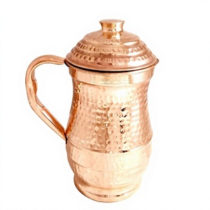 Carafe à eau en cuivre isolée sous vide, design luxueux, faite à la main, avec couvercle et boîte cadeau, pour la maison et l'hôtel - Product Image 1