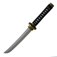 Arme de GN en Mousse PartyGears, Katana de Samouraï Japonais à Manche Noir, Jouet de Cosplay Ninja