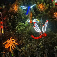 Lumière LED dynamique en forme de papillon pour l'éclairage extérieur, décoration libellule et abeille, lumière paysagère pour pelouse et insectes