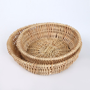Handmade Willow Woven Storage Basket For Fruits Vegetables Family Hotel Use Natural Color Round Shape - Product Image 1