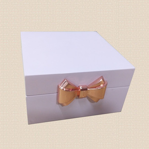 Elegant Jewelry Box Rectangle <b>Pink</b> With Rose Gold Bow For Women's Jewelry Packaging - Product Image 1