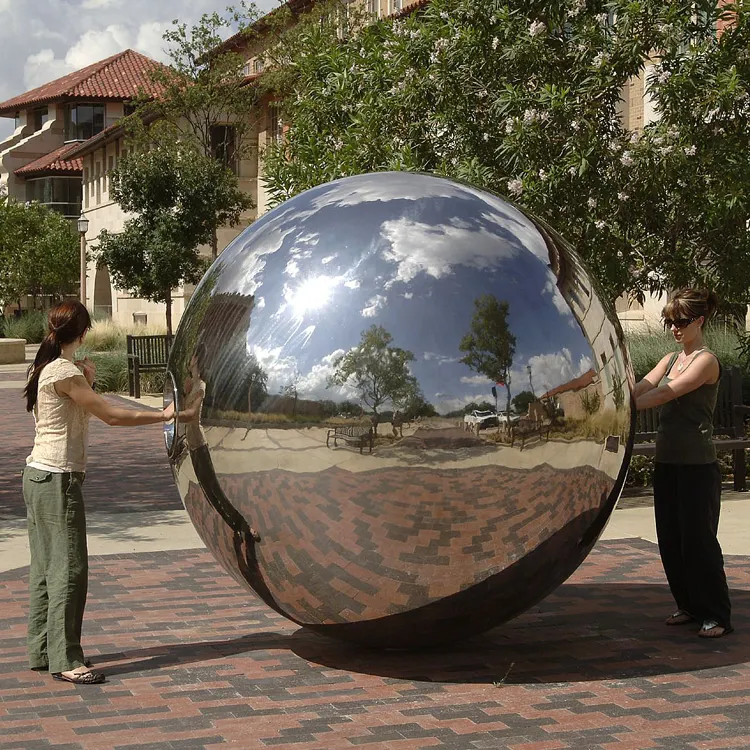 Zeitgenössische Kunst Garten dekoration Metalls piegel polierte Skulptur Rolling Ball Skulptur Edelstahl