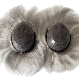 Precio al por mayor, superventas, varios tamaños, Ombre Color T # 1B/gris plata 8x10 Q6, sistema de <span class=keywords><strong>prótesis</strong></span> de cabello humano indio, tupé para hombres - Product Image 6