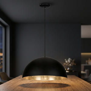 Suspension dôme noire E27 LED en laiton avec abat-jour en verre, lumière blanc chaud 2700K, hauteur réglable, luminaire de plafond pour cuisine - Product Image 4
