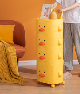 2/3/4 Tier Nhựa Lưu Trữ Thùng Với Ngăn Kéo Dễ Thương Màu Vàng Vịt Lưu Trữ Tủ Với Bánh Xe Cho Phòng Ngủ Nghiên Cứu Đồ Chơi Phòng - Product Image 4