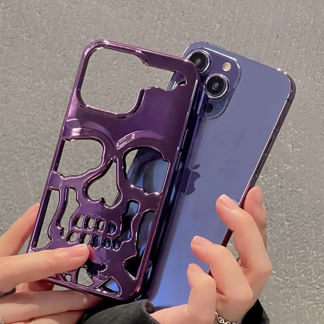 Luxury Skeleton Skull Case for 14 13 12 11 Pro Max Mobile Phone Cases Shockproof Waterproof TPU 4 Colors Full Protection
