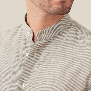 <span class=keywords><strong>Camicie</strong></span> da <span class=keywords><strong>uomo</strong></span> da lavoro in bianco a manica lunga <span class=keywords><strong>senza</strong></span> <span class=keywords><strong>colletto</strong></span> kaki di alta qualità - Product Image 3