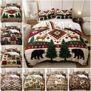 Parure de lit motif <span class=keywords><strong>rennes</strong></span> forestiers - Ensemble en polyester imprimé numériquement inspiré de la nature, décoration style cabane et lodge - Product Image 2