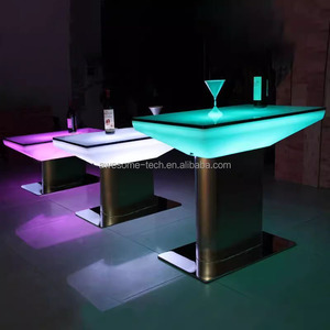 Mobilier de restaurant, tables de restaurant et meubles pour restaurant, table à manger avec base en métal et plateau noir lumineux à LED pour restaurant - Product Image 5