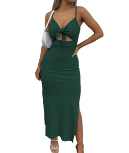 <span class=keywords><strong>Robe</strong></span> d'été sexy pour femmes avec nœud et dentelle <span class=keywords><strong>Robe</strong></span> vintage de couleur unie Slim Fit col en V sans manches Robes de printemps décontractées Vestidos de vacances <span class=keywords><strong>Robe</strong></span> - Product Image 1