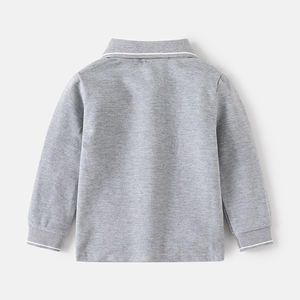 Nouveau Polo Enfant Automne Garçons Couleur Unie Col Revers Manches Longues T-Shirt Pull Bébé Personnalisable Vente en Gros - Product Image 6