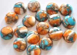 Lote de 5 Cabujones Redondos de Turquesa Cobre Mohave de 10 mm, Piedras Preciosas Naturales Sueltas Pulimentadas para Joyería y Manualidades - Product Image 4