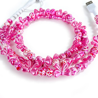 Câble de données USB en forme de nœud papillon avec imprimé floral, 3 en 1, multi-embouts, cordon de charge universel pour téléphone portable
