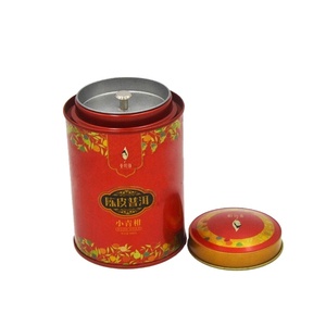 Round Metal Tin Refined Chinese Tea Gift Box With Inner Cover