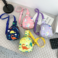 Tas Anak-anak Dompet Zero Motif Dinosaurus Lucu Tas Dada Anak Laki-laki dan Perempuan Baru Bahan Kanvas Portabel untuk Penggunaan Sekolah Sehari-hari