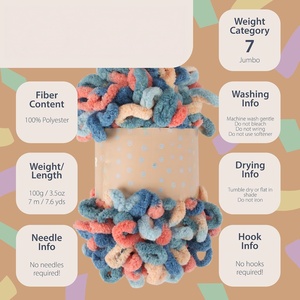 Fil à boucles pour doigts en gros, fil chenille épais pour couverture tricotée à la main - Product Image 4