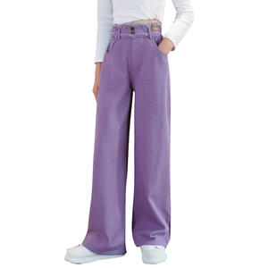 YYO Hot OEM Jeans en denim délavé respirant à taille mi-haute, coupe ample et <span class=keywords><strong>simple</strong></span>, pour femmes, filles et enfants, collection Printemps-Automne - Product Image 5