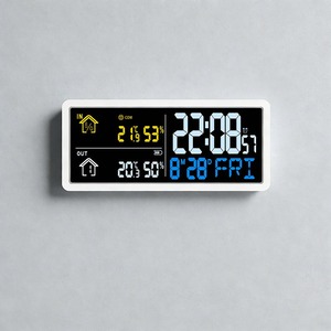 Huayang Multifunction Weather <strong>Clock</strong> 204 LCD Display Indoor Outdoor Temperature Humidity with Remote Wireless Sensor Triple Alarm - Product Image 1