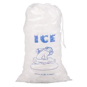 Bolsas desechables de plástico PE con cordón transparente para cubitos de hielo