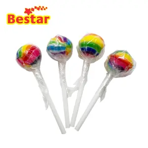 Rainbow Lollipop Fruity Flavor Hard Candy For Kids Ball Lollipop Hard Candy In Jar Wholesale Sweet Assorted Mini Lollipop
