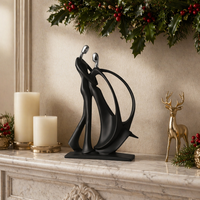 Charmante Sculpture Minimaliste en Résine Noire Faite à la Main, Couple Dansant Peint, Figurine de Danseur Abstraite Creuse pour la Maison et le Bureau
