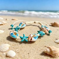 Pulseras Apilables de Plata con Cuentas de Conchas y Estrellas de Mar, Estilo Boho, para Mujer, Regalo