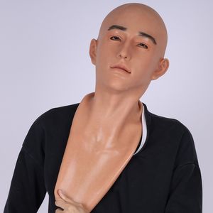 Suministro directo de fábrica, máscara facial realista de silicona Yong Man, accesorios para fiesta de Halloween, máscara de cara completa para <span class=keywords><strong>hombre</strong></span> descubierta, travesti - Product Image 3