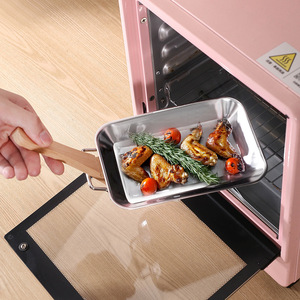 ชุดกระทะบาร์บีคิวสแตนเลส 20x12.8x2 ซม. ทนความร้อน พร้อมด้ามจับไม้ สำหรับทำอาหารกลางแจ้ง - Product Image 1